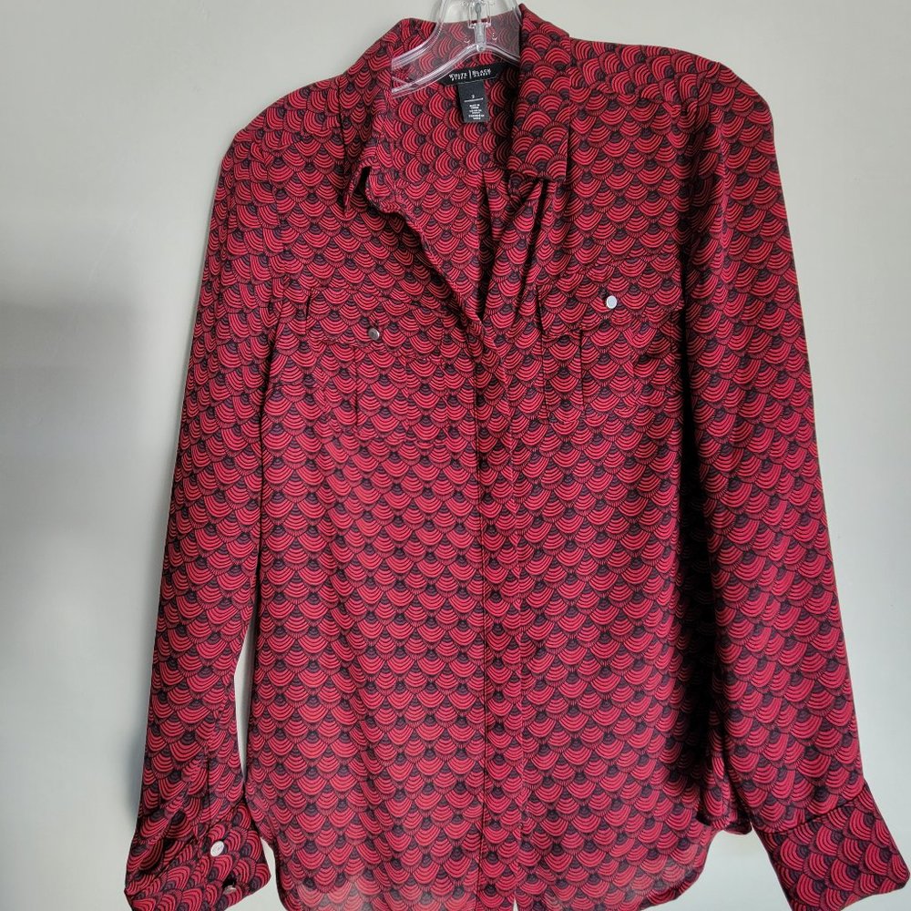 White House Black Market hidden button blouse